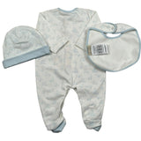 Trussardi Set 3 Pezzi Tutina-Cappello-Bvetta per Neonata TLP26003TUA BIANCO/AZZURRO TRUSSARDI 
