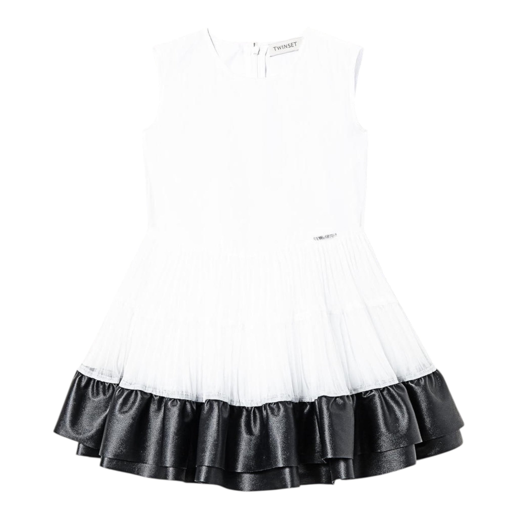 Twinset Abito Giromanica Tinta Unita con Tulle per Bambina 221GJ2QAA BIANCO TWINSET 
