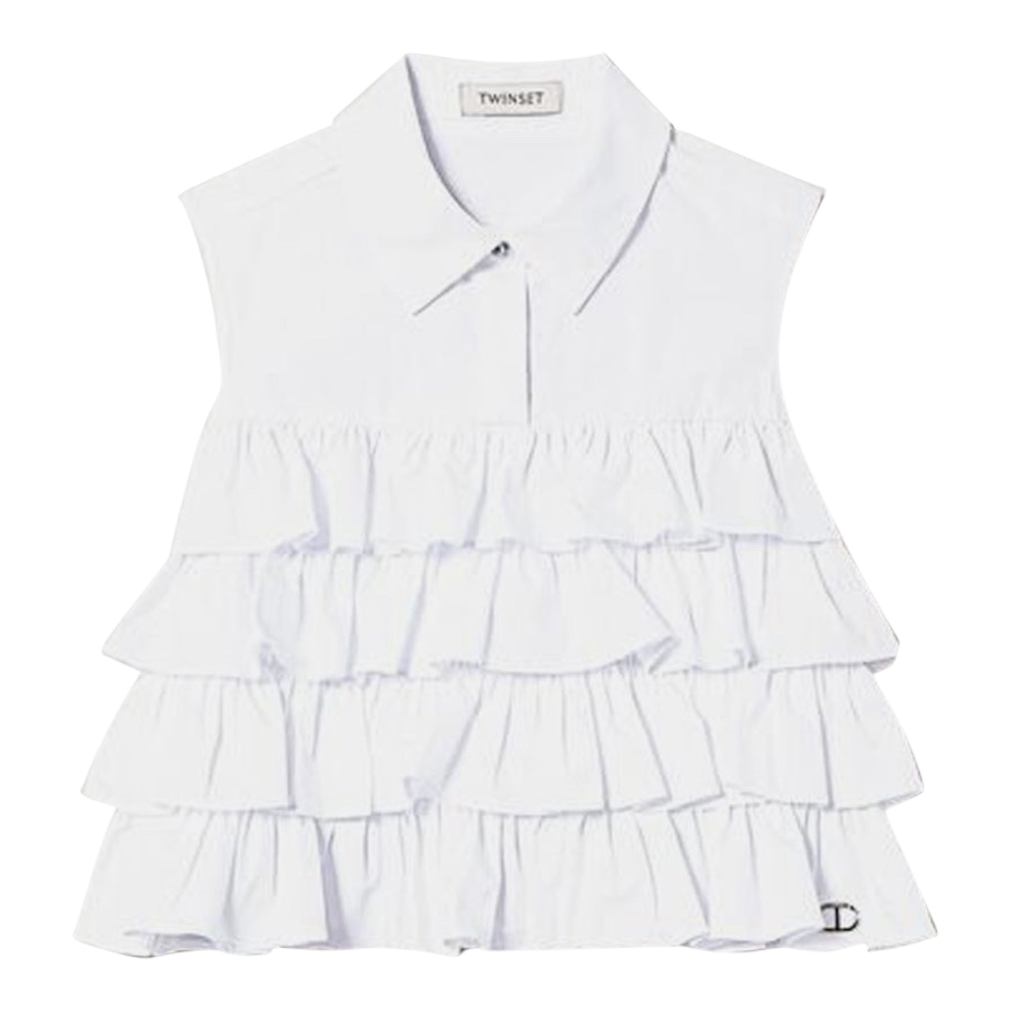 Twinset Camicia Giromanica Tinta Unita con Balze per Neonata 231GJ2042 BIANCO TWINSET 