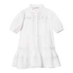 Twinset Abito Mezza Manica Tinta Unita con Trafori per Bambina 251GJ2410 BIANCO TWINSET 