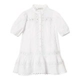 Twinset Abito Mezza Manica Tinta Unita con Trafori per Bambina 251GJ2410 BIANCO TWINSET 