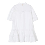 Twinset Abito Mezza Manica Tinta Unita con Trafori per Bambina 251GJ2410 BIANCO TWINSET 