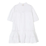 Twinset Abito Mezza Manica Tinta Unita con Trafori per Bambina 251GJ2410 BIANCO TWINSET 