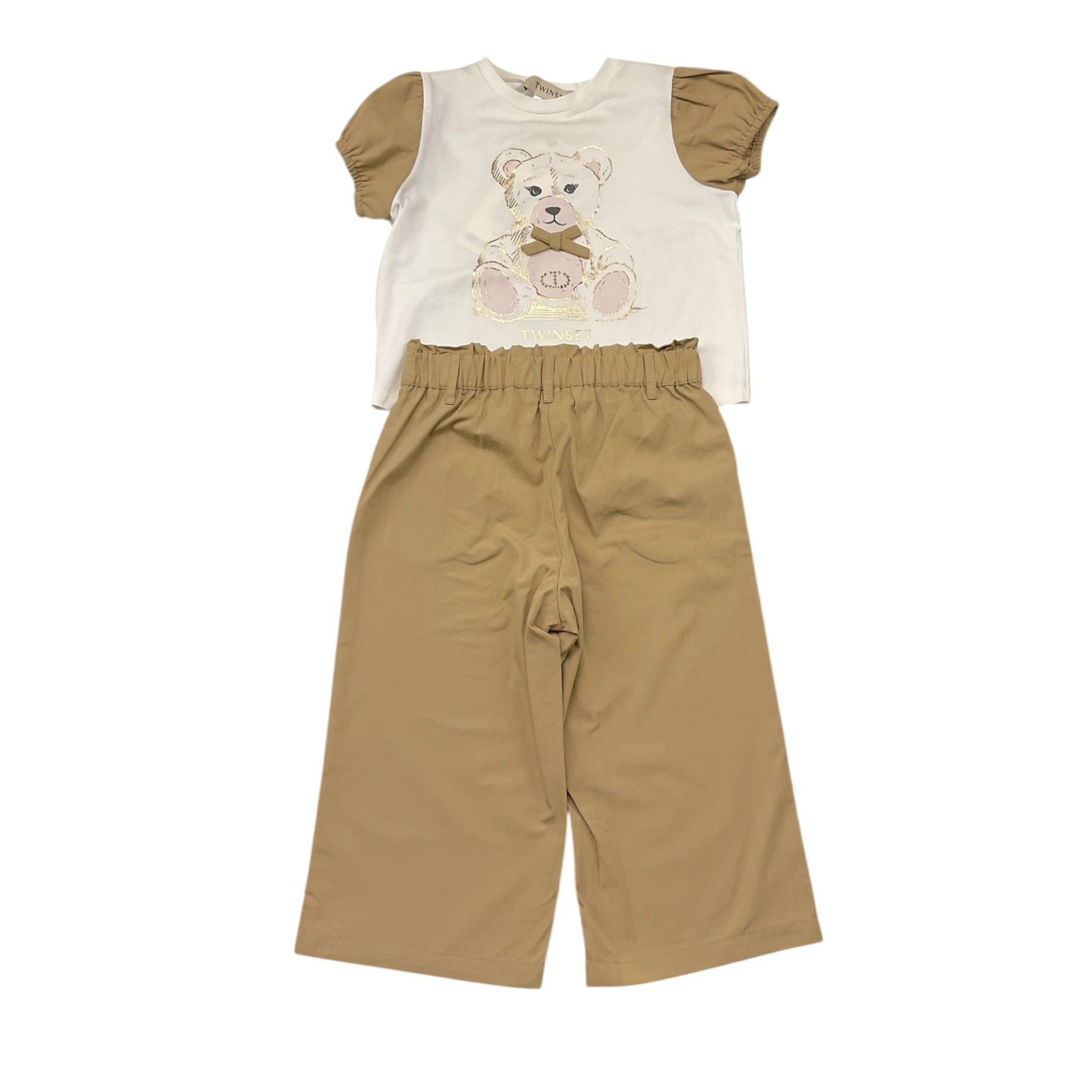 Twinset Completo 2 Pezzi T-Shirt-Pantalone Bicolore per Neonata 251GJ2429 BIANCO/BEIGE TWINSET 