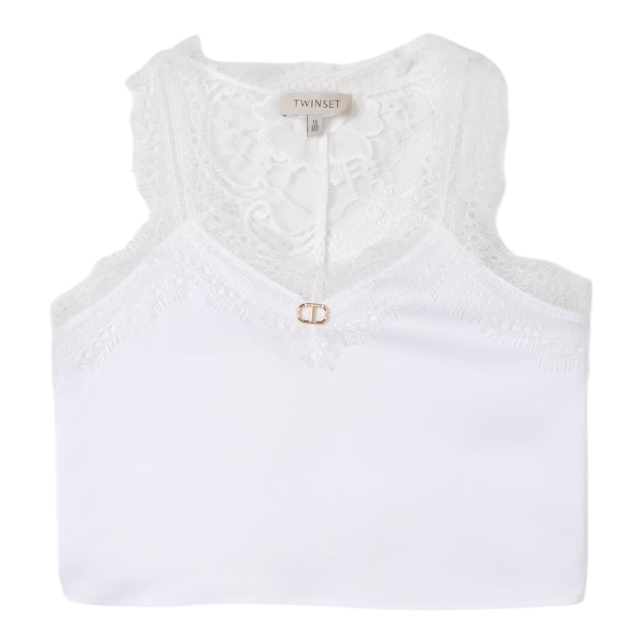 Twinset Top Tinta Unita con Ricami per Bambina 251GJ2454 BIANCO TWINSET 
