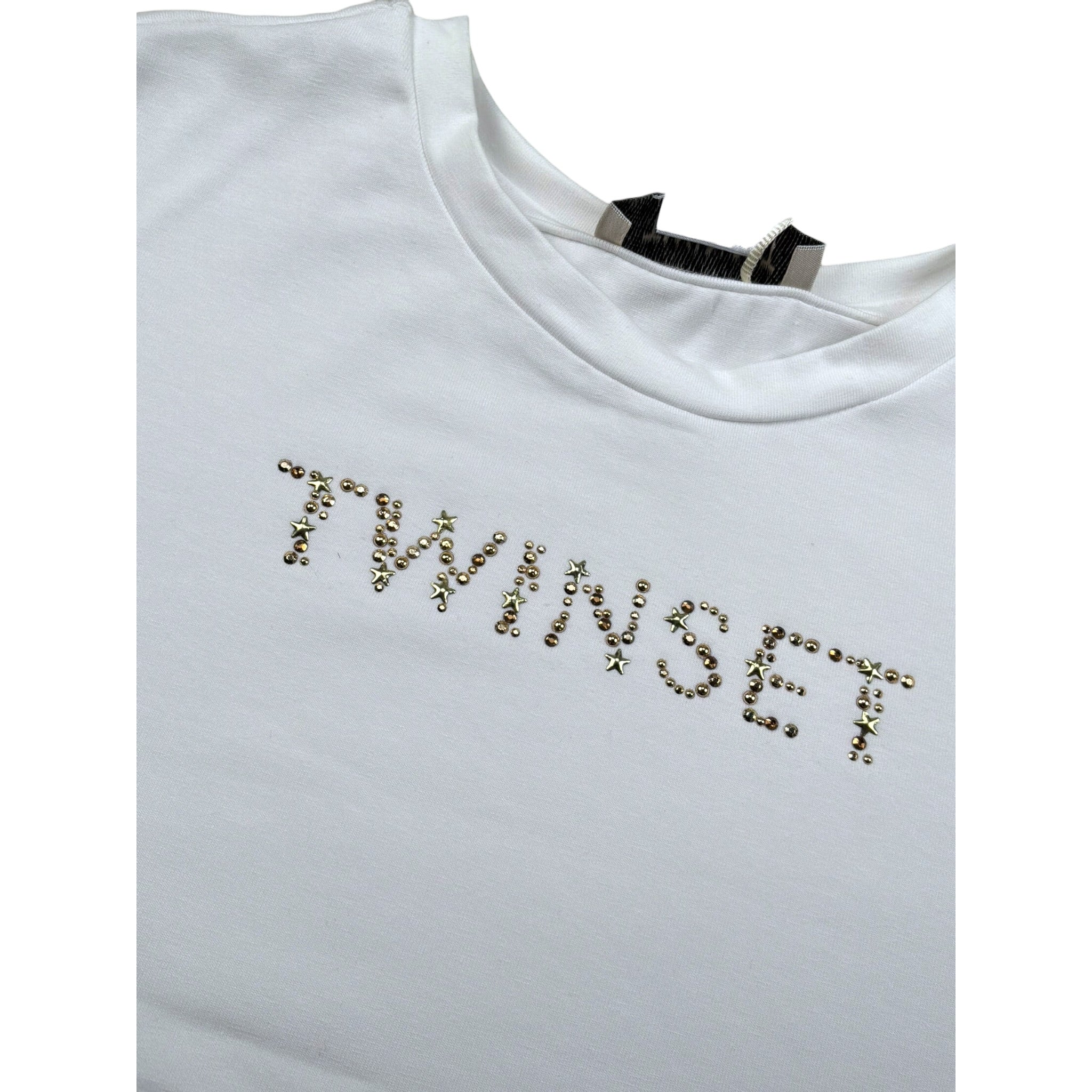 Twinset T-Shirt Girocollo Tinta Unita con Stampa per Bambina 251GJ2484X BIANCO TWINSET 