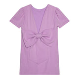 Twinset Abito Mezza Manica Tinta Unita con Fiocco per Bambina 251GJ2QN9 LILLA TWINSET 