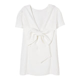 Twinset Abito Mezza Manica Tinta Unita con Fiocco per Bambina 251GJ2QN9X BIANCO TWINSET 
