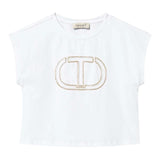 Twinset T-Shirt Girocollo Tinta Unita con Stampa per Bambina 251GJ2QR1 BIANCO TWINSET 