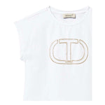 Twinset T-Shirt Girocollo tinta unita con Stampa Bianco per Bambina 251GJ2QR1X BIANCO TWINSET 