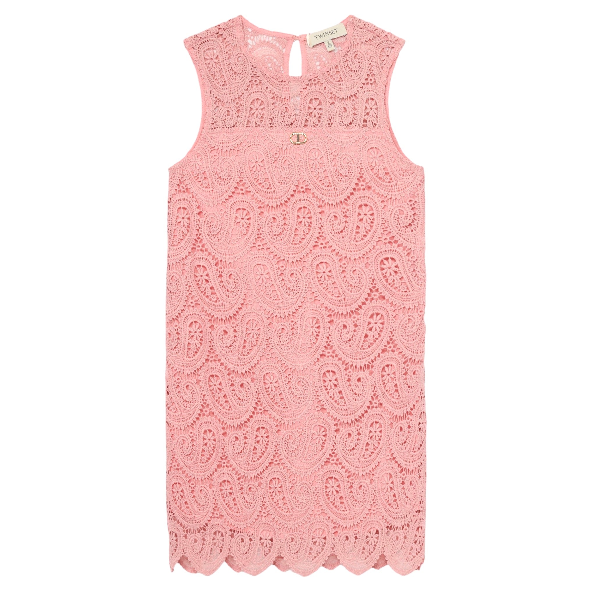Twinset Abito Giromanica tinta unita Traforato Rosa per Bambina 251GJ2QR3X ROSA TWINSET 