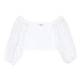 Twinset Top Maniche Ricamate Tinta Unita per Bambina 251GJ2QR9 BIANCO TWINSET 