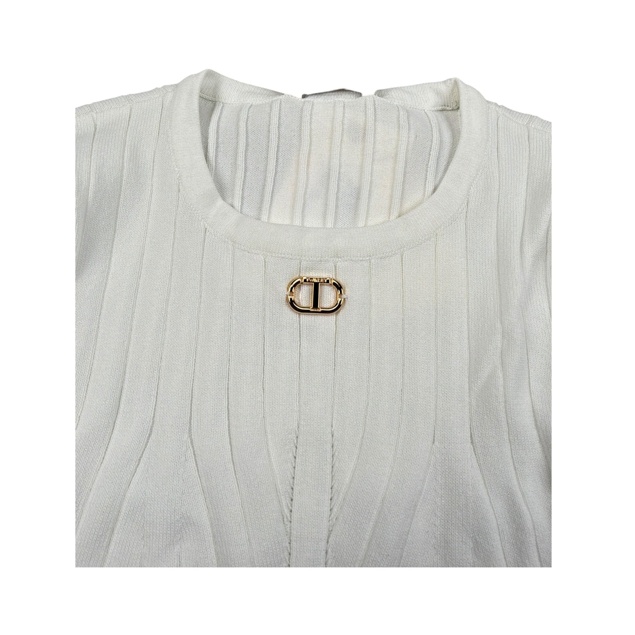 Twinset Maglia Tinta Unita con Logo per Bambina 251GJ3402 PANNA TWINSET 
