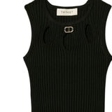 Twinset Canotta Tinta Unita con Logo per Bambina 251GJ3413 NERO TWINSET 