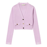 Twinset Cardigan Tinta Unita con Bottoni In Contrasto per Bambina 251GJ3QW4 LILLA TWINSET 