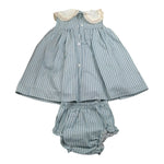 Valentina Bebes Set Abito-Coulotte Tinta Unita con Fantasia A Righe per Neonata LOVE8 AZZURRO VALENTINA BEBES 