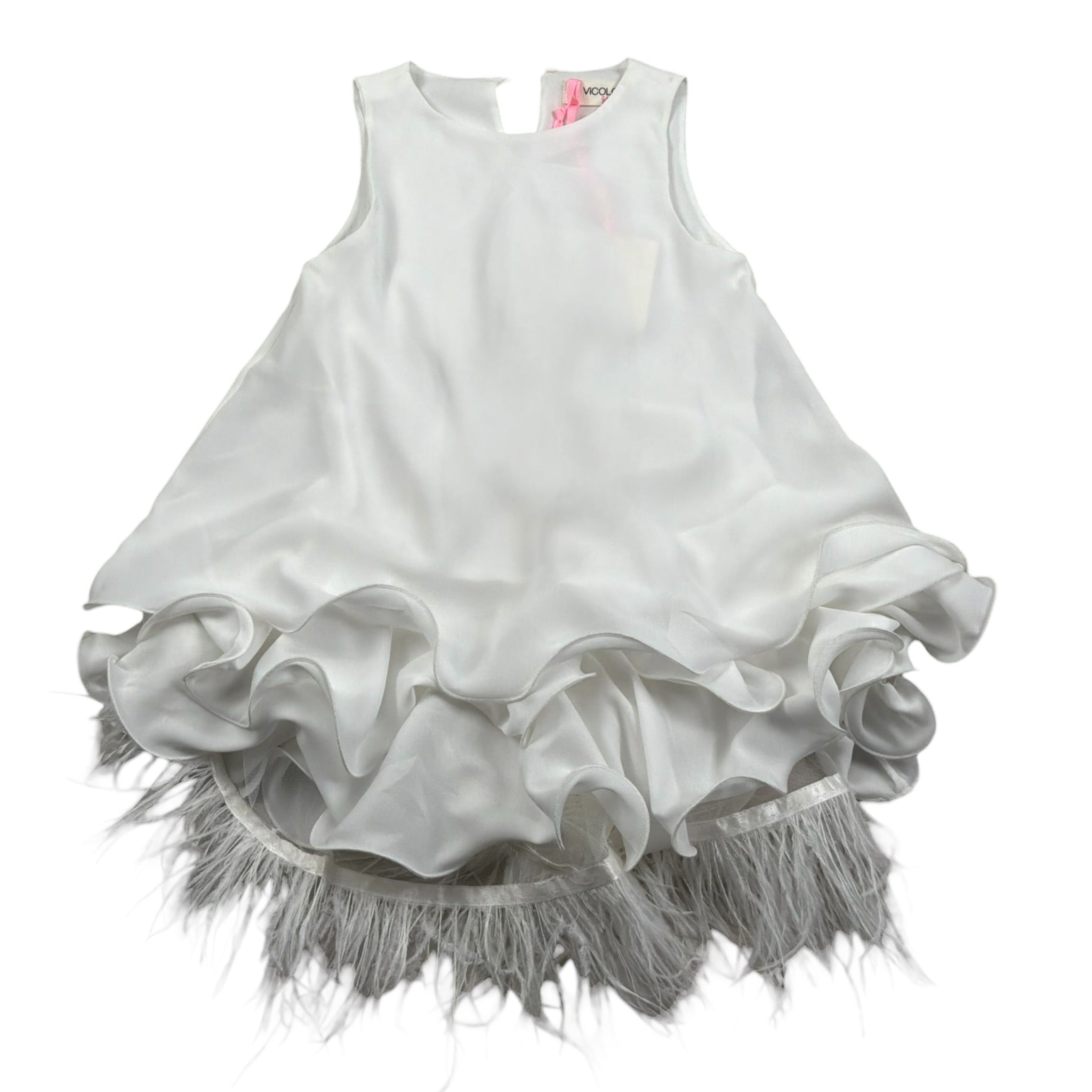 Vicolo Abito Giromanica Tinta Unita con Sottoveste per Bambina 3146V00286 BIANCO VICOLO 