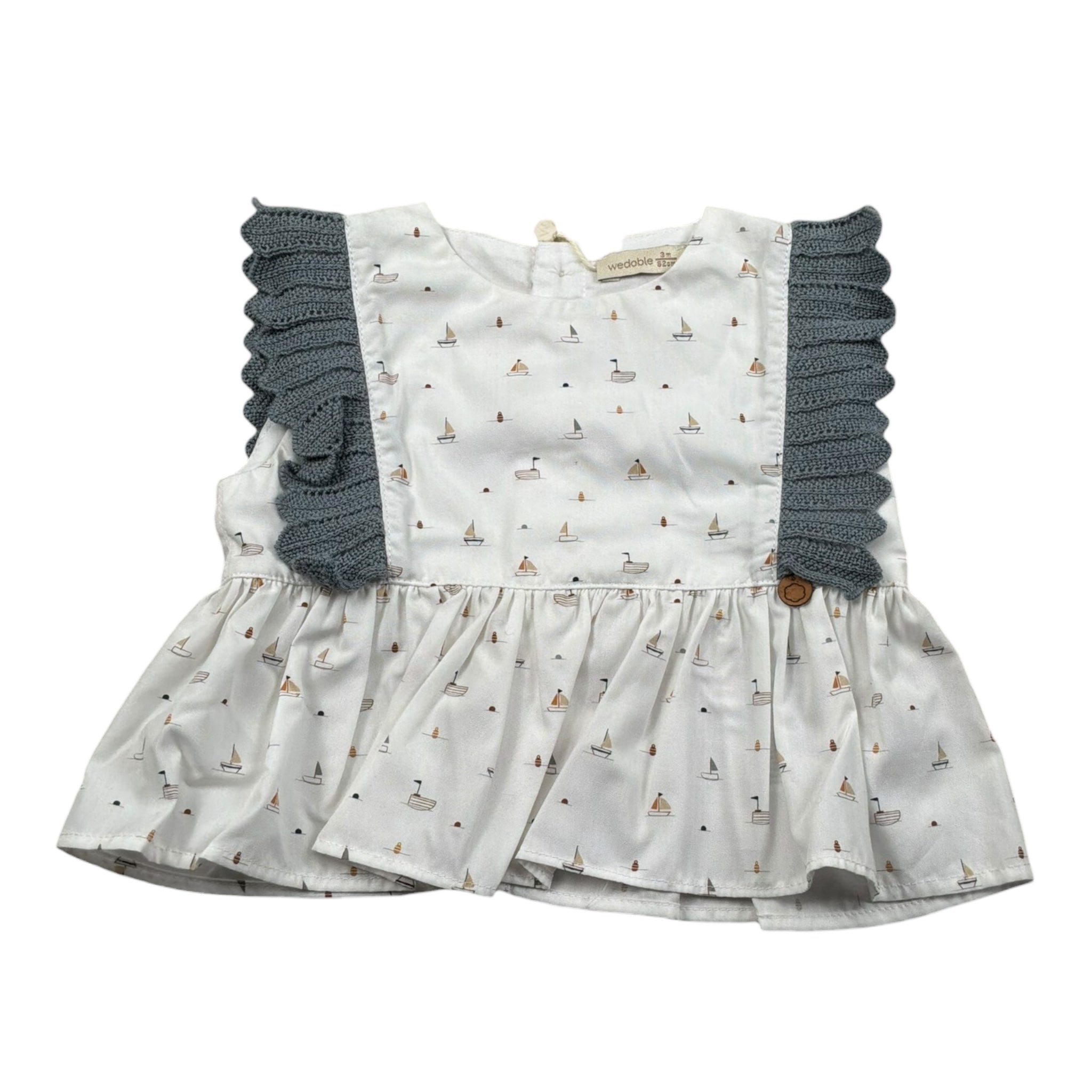 Wedoble Camicia Giromanica Tinta Unita con Stampe per Neonata V2504720E BIANCO WEDOBLE 