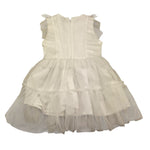 Y-Clu' Abito Giromanica Tinta Unita con Tulle per Bambina YB19529 BIANCO Y-CLU' 