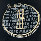 Yes Zee T-Shirt Girocollo Tinta Unita con Stampa per Bambina 37144 NERO YES ZEE 