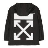 Off-White Giubbino Tinta Unita Con Zip E Cappuccio Nero Per Bambino