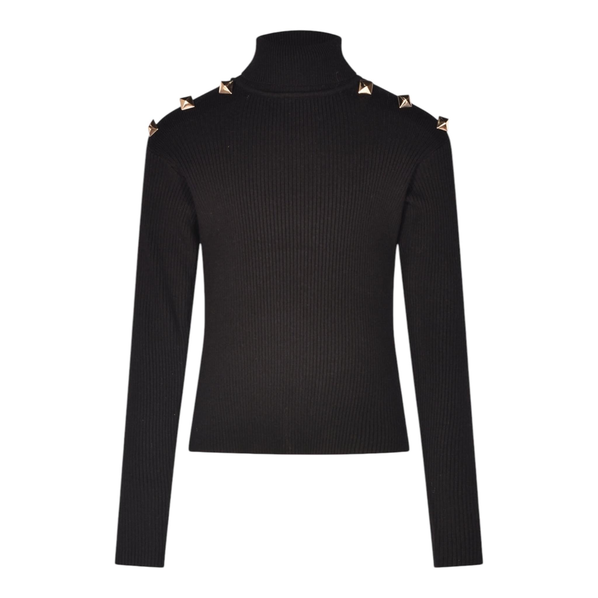 HATE LOVE maglia tinta unita collo alto a costine Nero per Bambina OJSW00327 NERO HATE LOVE 