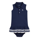 Ralph Lauren Set Abito-Coulotte Tinta Unita Giromanica per Neonata 310934037001 BLU RALPH LAUREN 