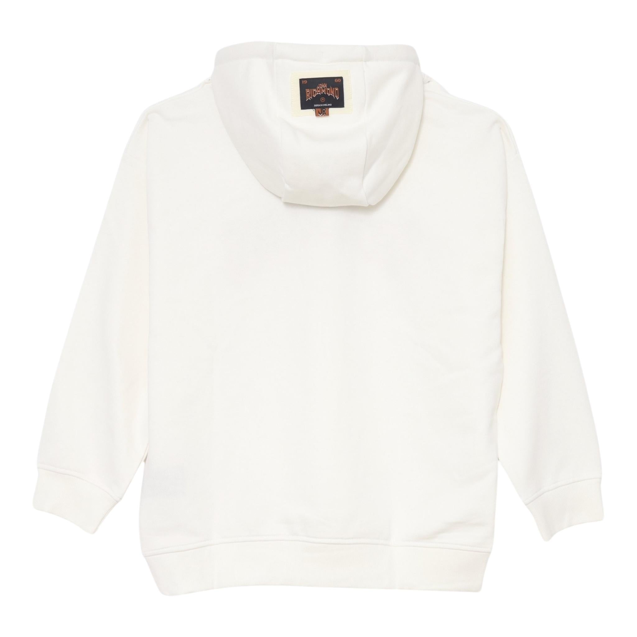 JOHN RICHMOND felpa con cappuccio tinta unita con stampa in contrasto Bianco per Neonato RBA24057FENXX BIANCO JOHN RICHMOND 