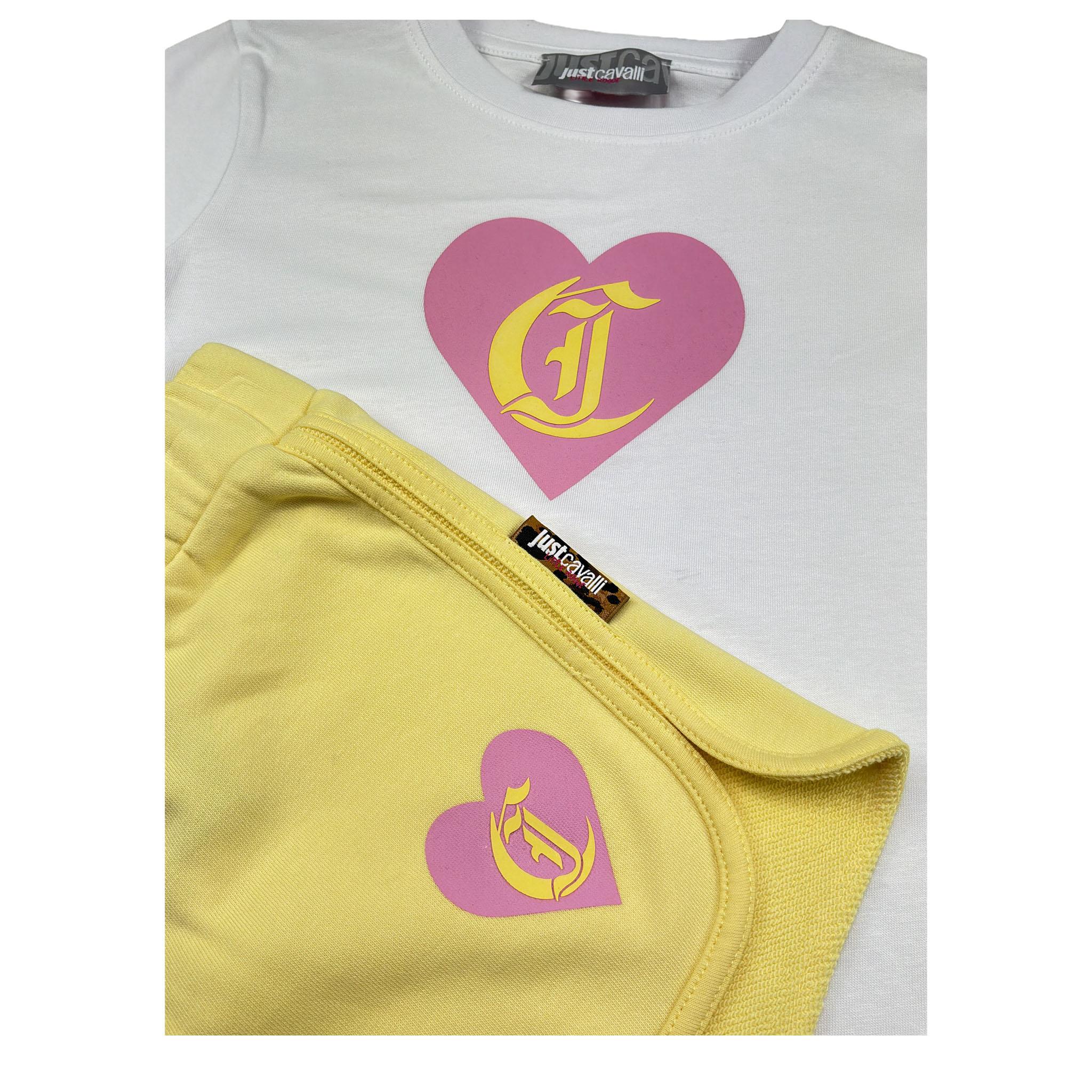 Just Cavalli Completo 2 Pezzi T-Shirt-Short Bicolore per Bambina JGP26003CJ BIANCO/GIALLO JUST CAVALLI 