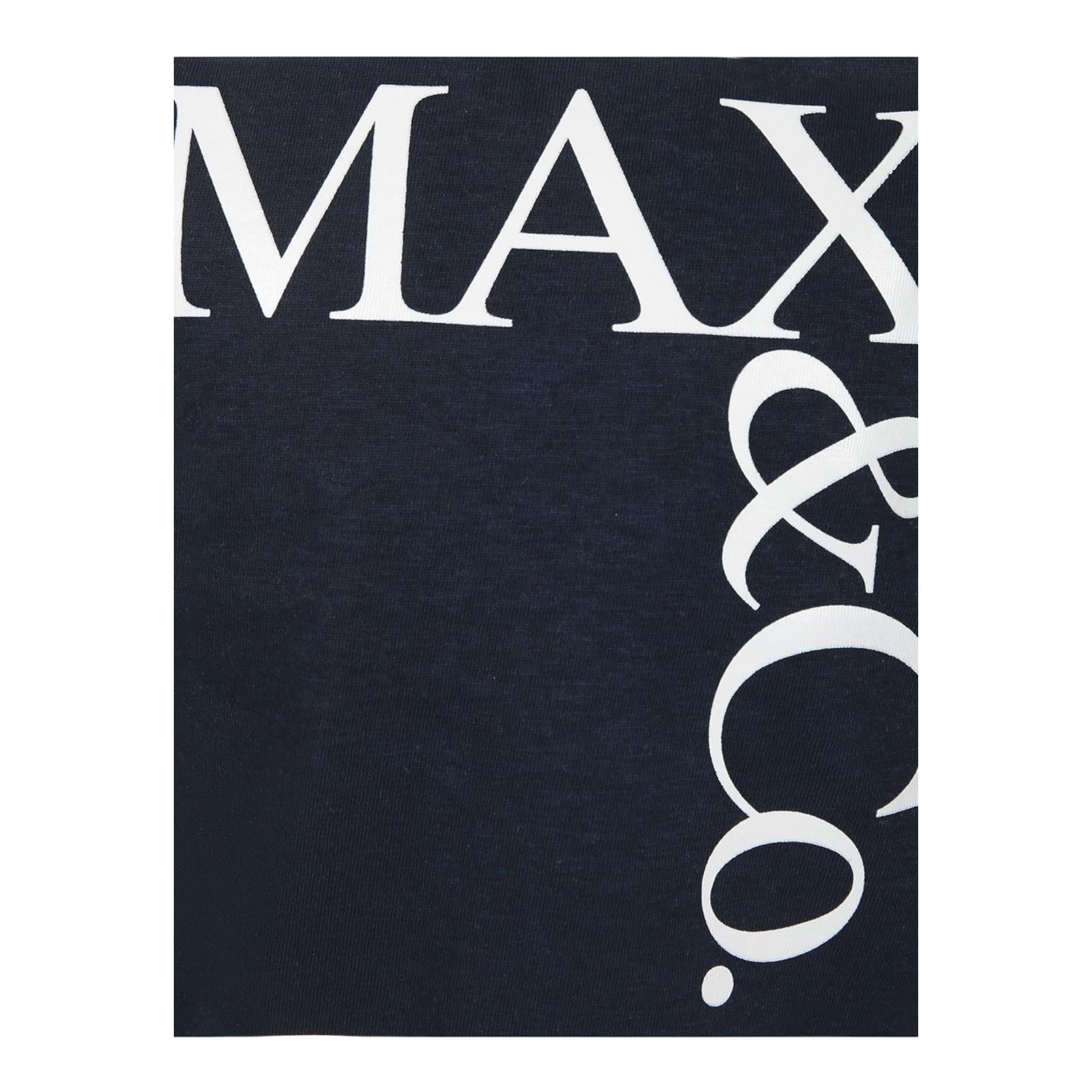 MAX&Co. t-shirt girocollo tinta unita con logo Bianco/blu per Bambina MX0005 BIANCO/BLU MAX&Co. 