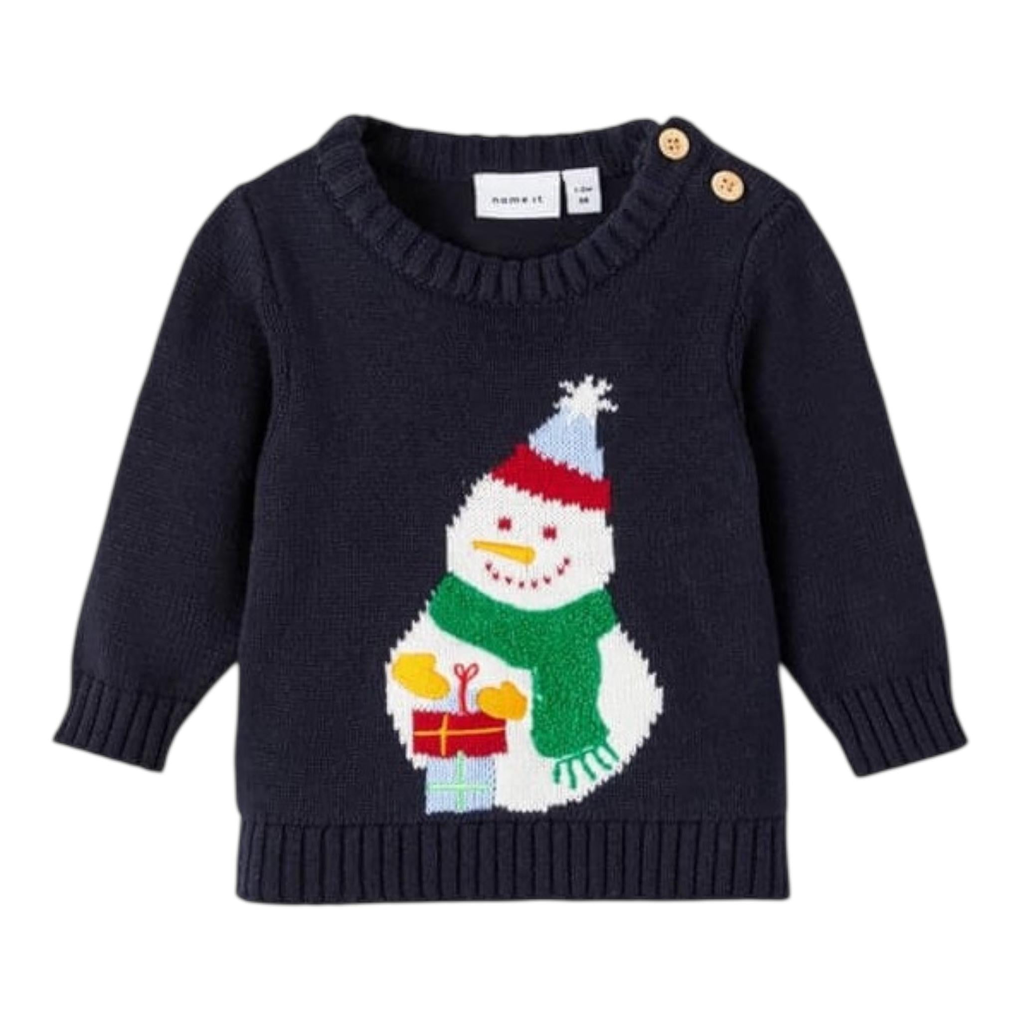 NAME IT maglia girocollo tinta unita con stampa pupazzo di neve Nero per Neonato 13209844 NERO NAME IT 