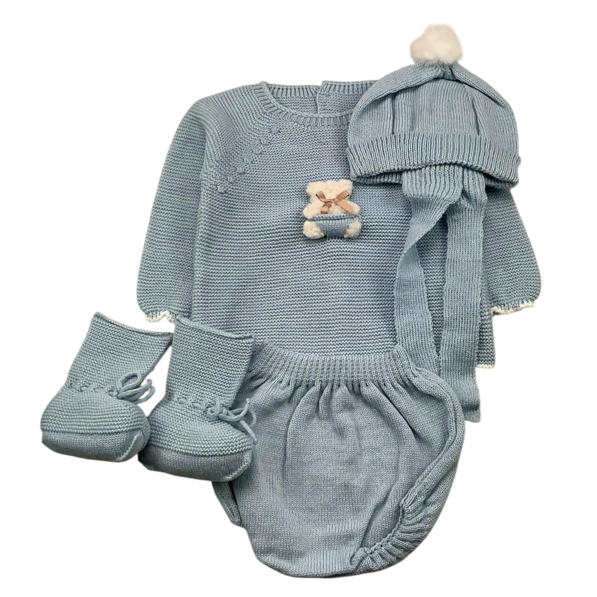 MAC ILUSIO'N completi 4 pezzi maglia-culotte-cappello-babbucce tinta unita Azzurro per Neonato 9428OX AZZURRO MAC ILUSIO'N 