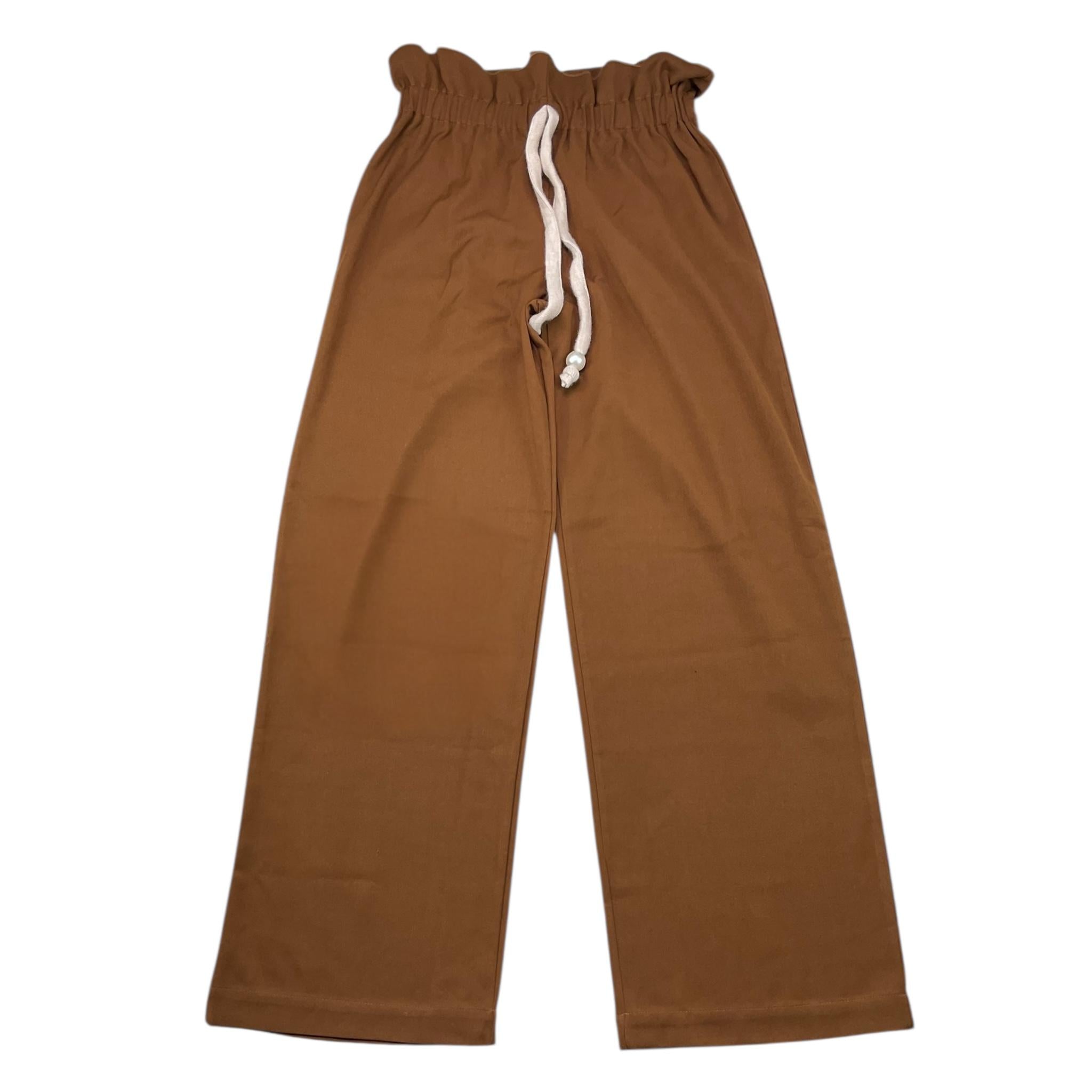 MARIUCCIA pantalone tinta unita modello palazzo Marrone per Bambina MBFW23P238 MARRONE MARIUCCIA 