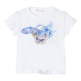 Liu Jo T-Shirt Girocollo Tinta Unita con Brillantini per Bambina KA4142 BIANCO LIU JO 