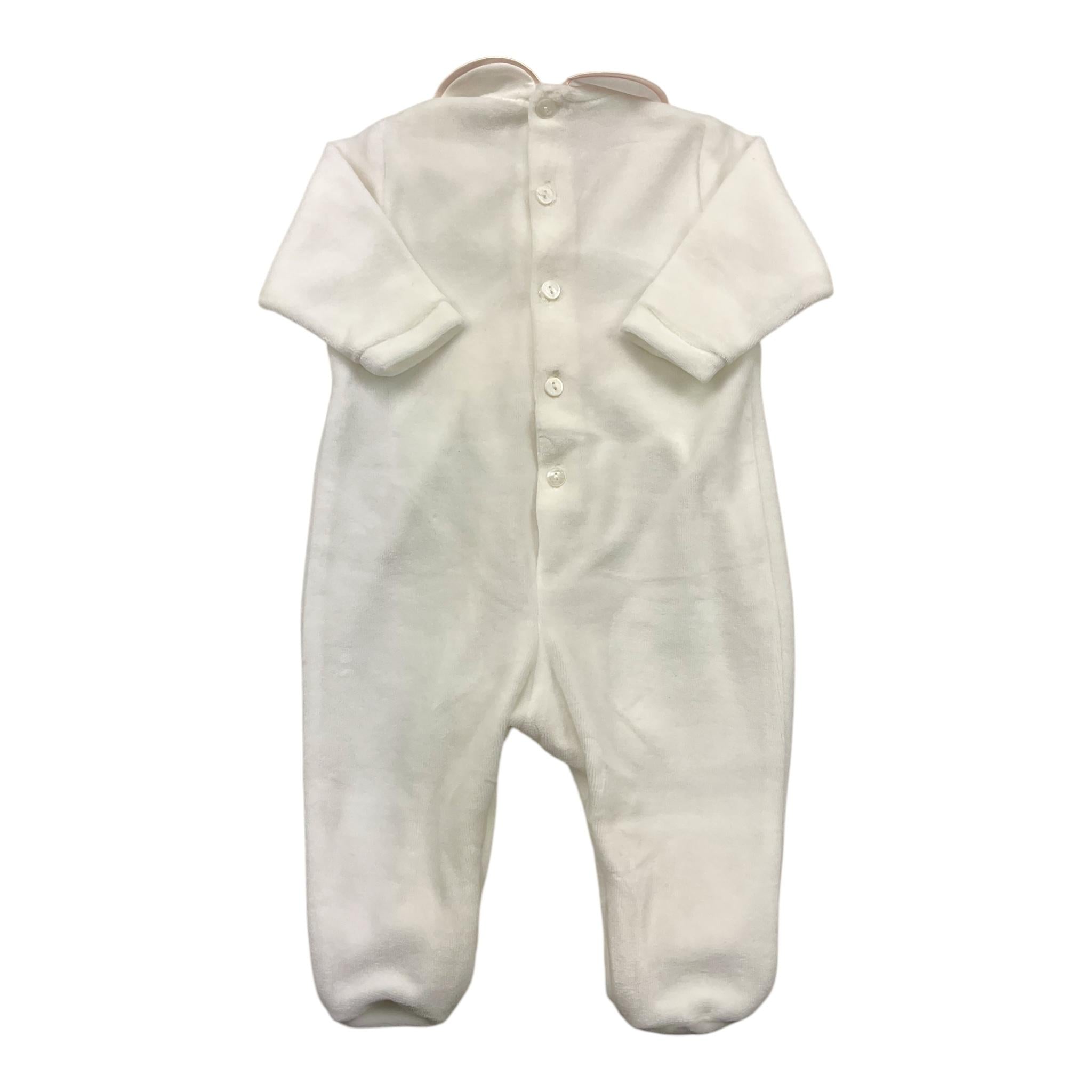 MINIMU' tutina tinta unita con contrasti e fiocco Bianco per Neonata P3961 BIANCO MINIMU' 