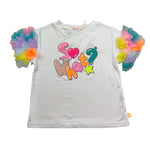 Billieblush T-Shirt Giocollo Tinta Unita con Maniche In Contrasto E Tulle per Bambina U20927 BIANCO BillIEBLUSH 