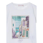 Liu Jo T-Shirt Girocollo tinta unita con Stampa E Brillantini Bianco per Bambina KA5093XXX BIANCO LIU JO 