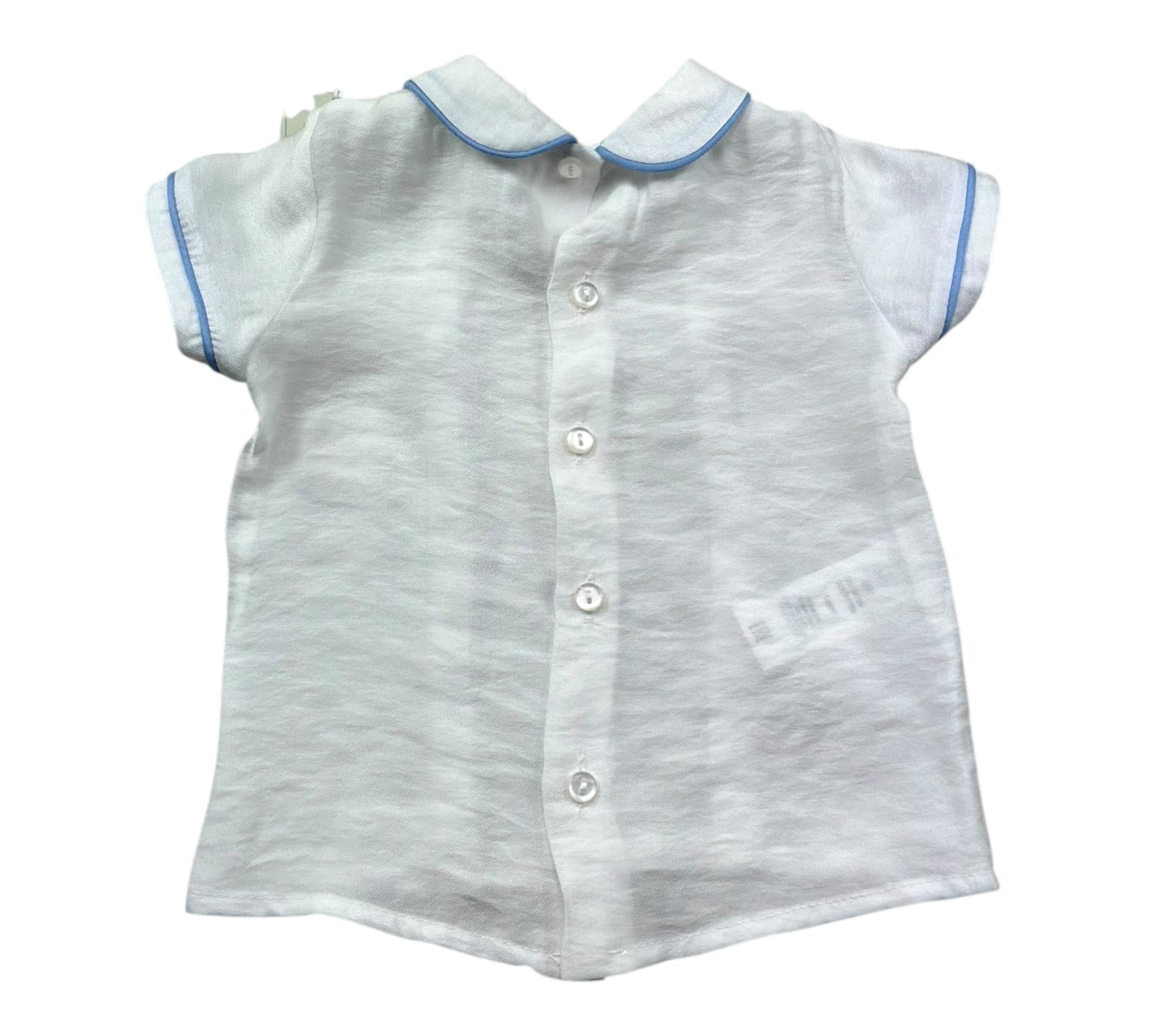 Le Bebe Camicia Mezza Manica Tinta Unita con Bottoni per Neonato LBB5381 BIANCO LE BEBE 