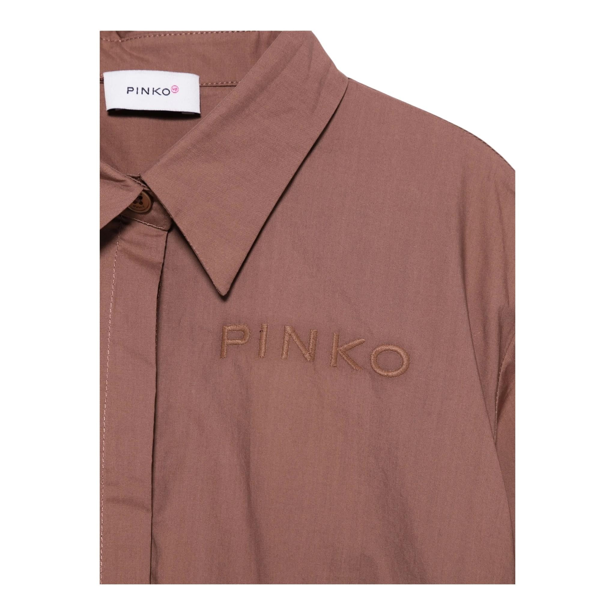 Pinko Camicia Manica Lunga Tinta Unita con Log per Bambina KFCA004 TERRA PINKO 