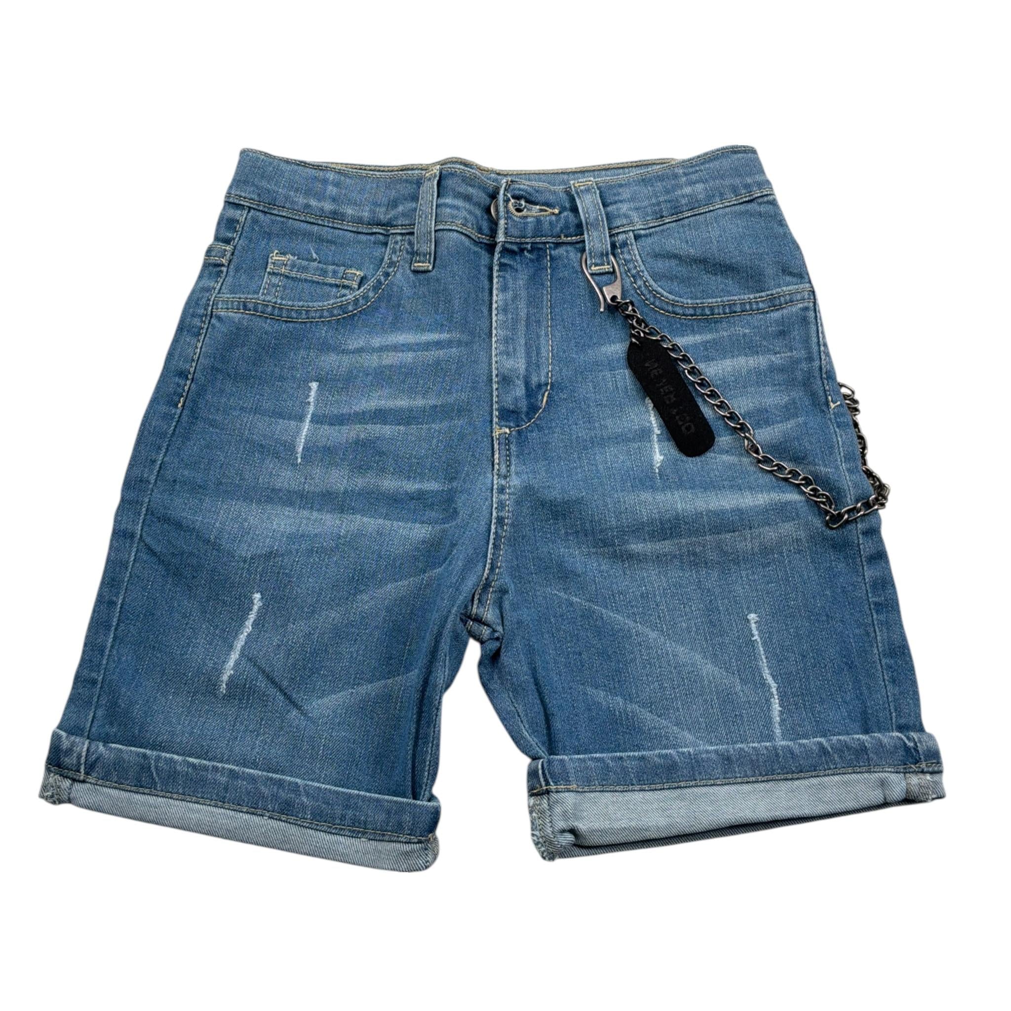 Never Too Bermuda In Denim tinta unita con Girovita Regolabile Azzurro per Bambino NT1635B AZZURRO NEVER TOO 