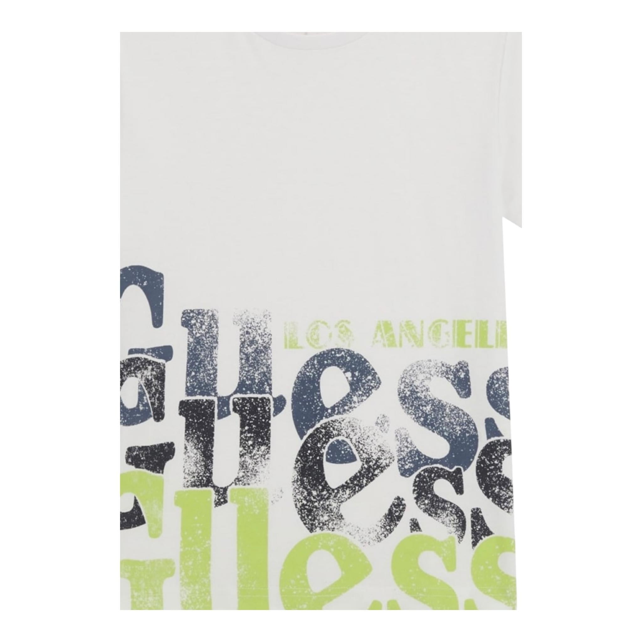 Guess T-Shirt Girocollo Tinta Unita con Stampa per Bambino L5RI12K8HM4 BIANCO GUESS 