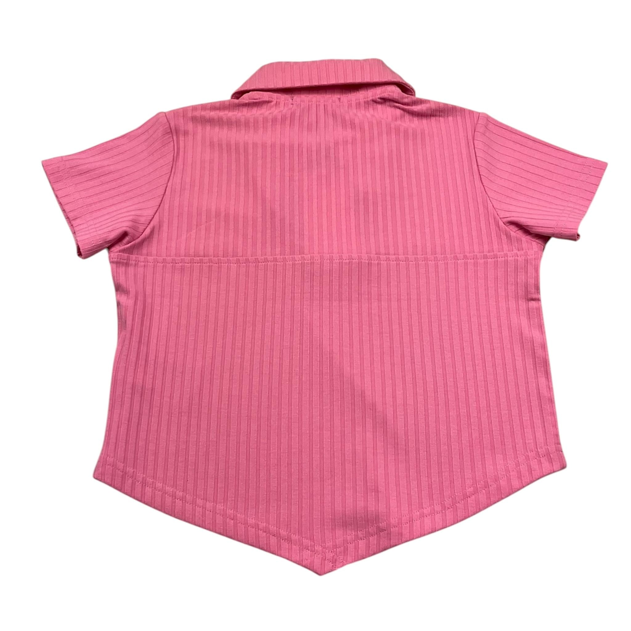 Met T-Shirt Asimmetrica Tinta Unita con Applicazioni per Bambina ME205 ROSA MET 