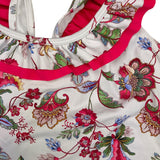 Sardon Costume Intero Tinta Unita con Fantasia Bianco per Bambina