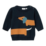 NAME.IT maglia girocollo tinta unita con bassotto Blu per Neonato 13231239X BLU NAME.IT 