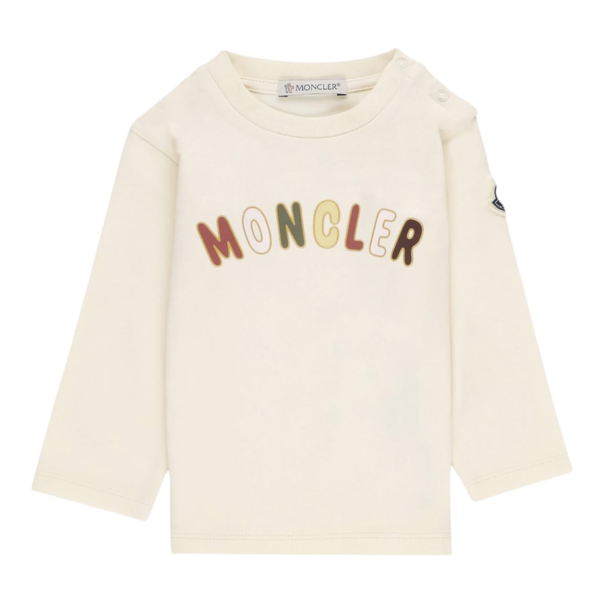 MONCLER shirt tinta unita girocollo con stampa Panna per Bambina 8D00005J PANNA MONCLER 
