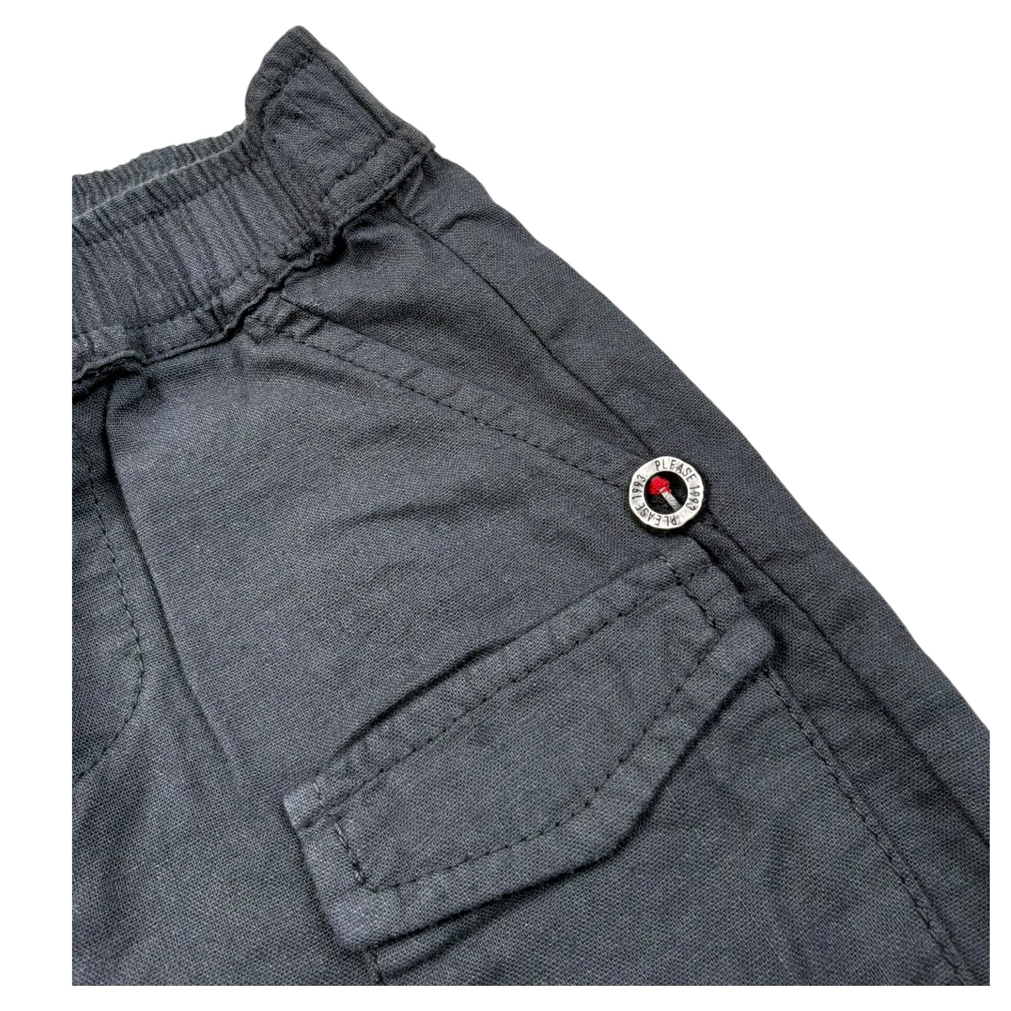 Please Bermida Tinta Unita con Elastico In Vita per Neonato RE82300B71 NERO PLEASE 