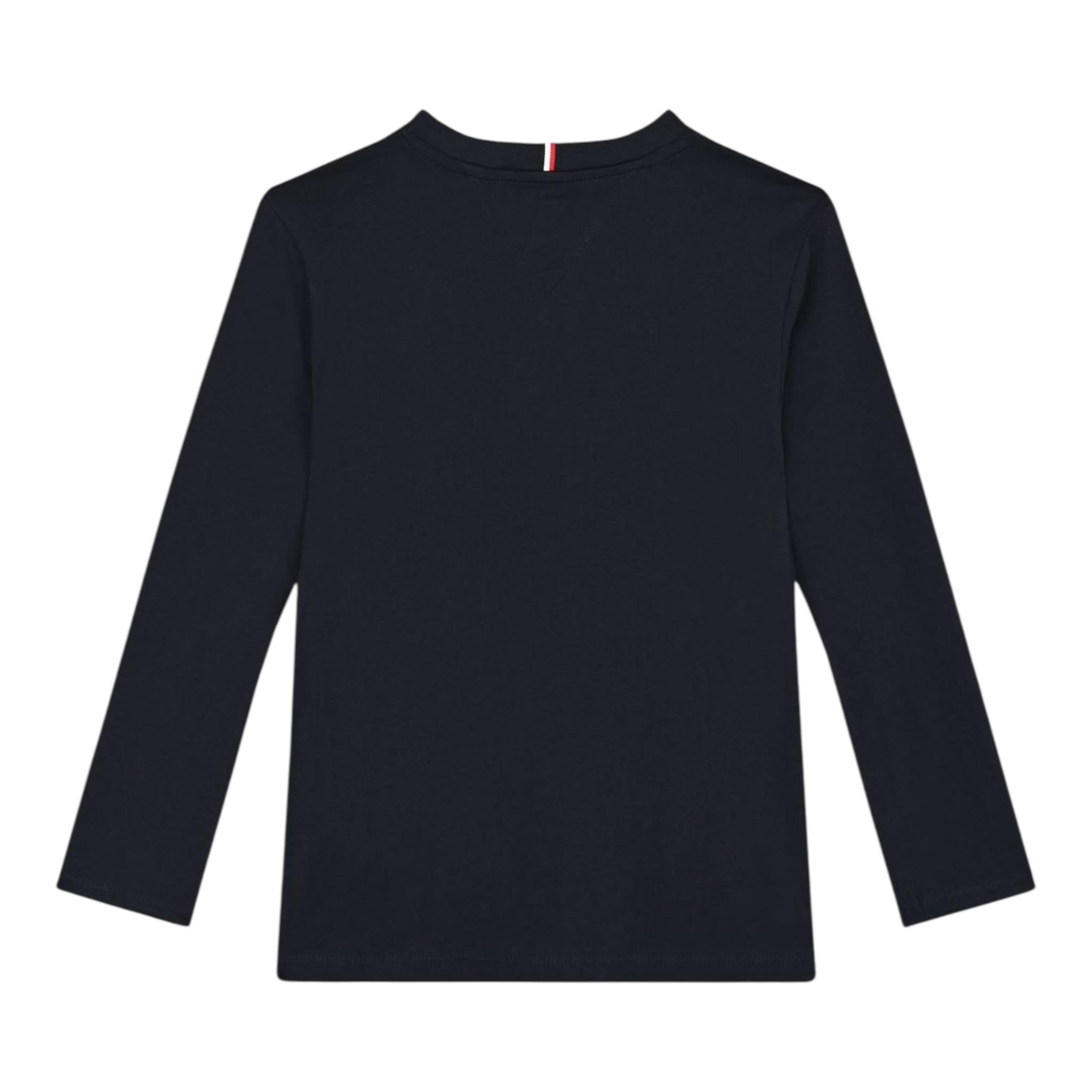TOMMY HILFIGER shirt girocollo tinta unita con stampa in contrasto Blu per Bambino KB0KB08659 BLU TOMMY HILFIGER 