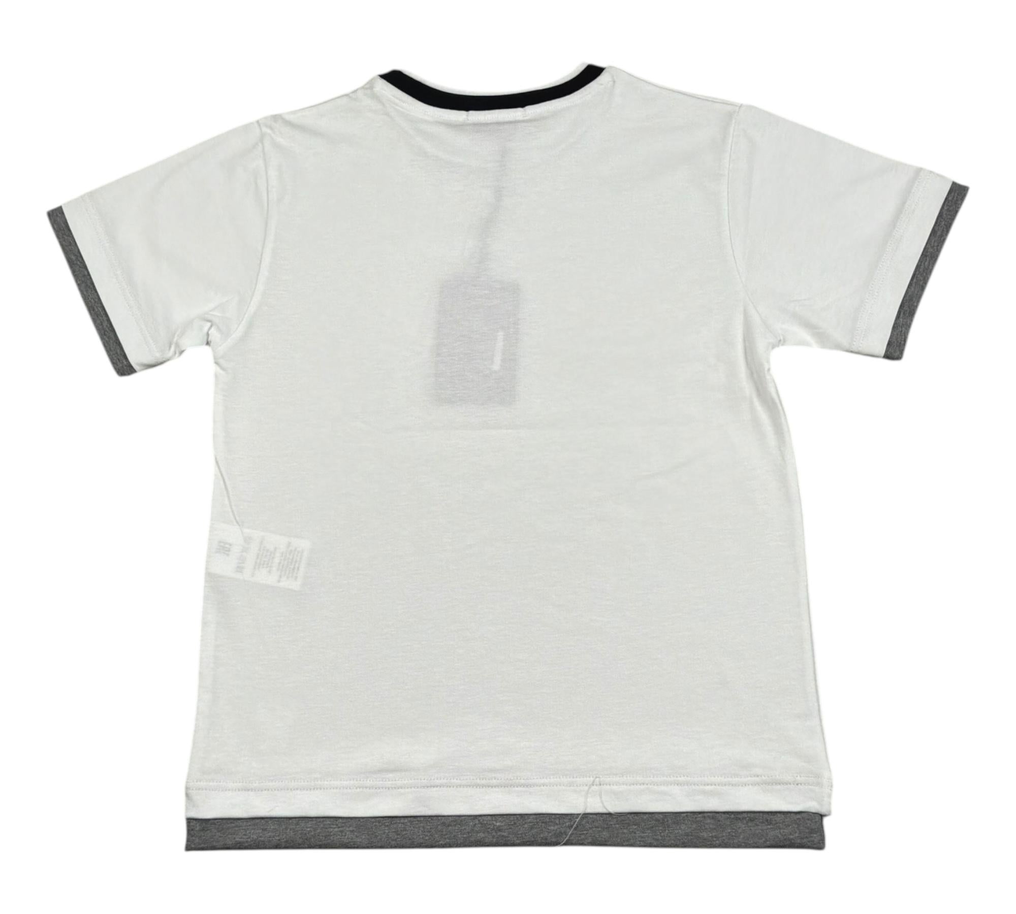 Paolo Pecora T-Shirt Girocollo Tinta Unita con Profili In Contrasto per Bambino PP4349 BIANCO PAOLO PECORA 