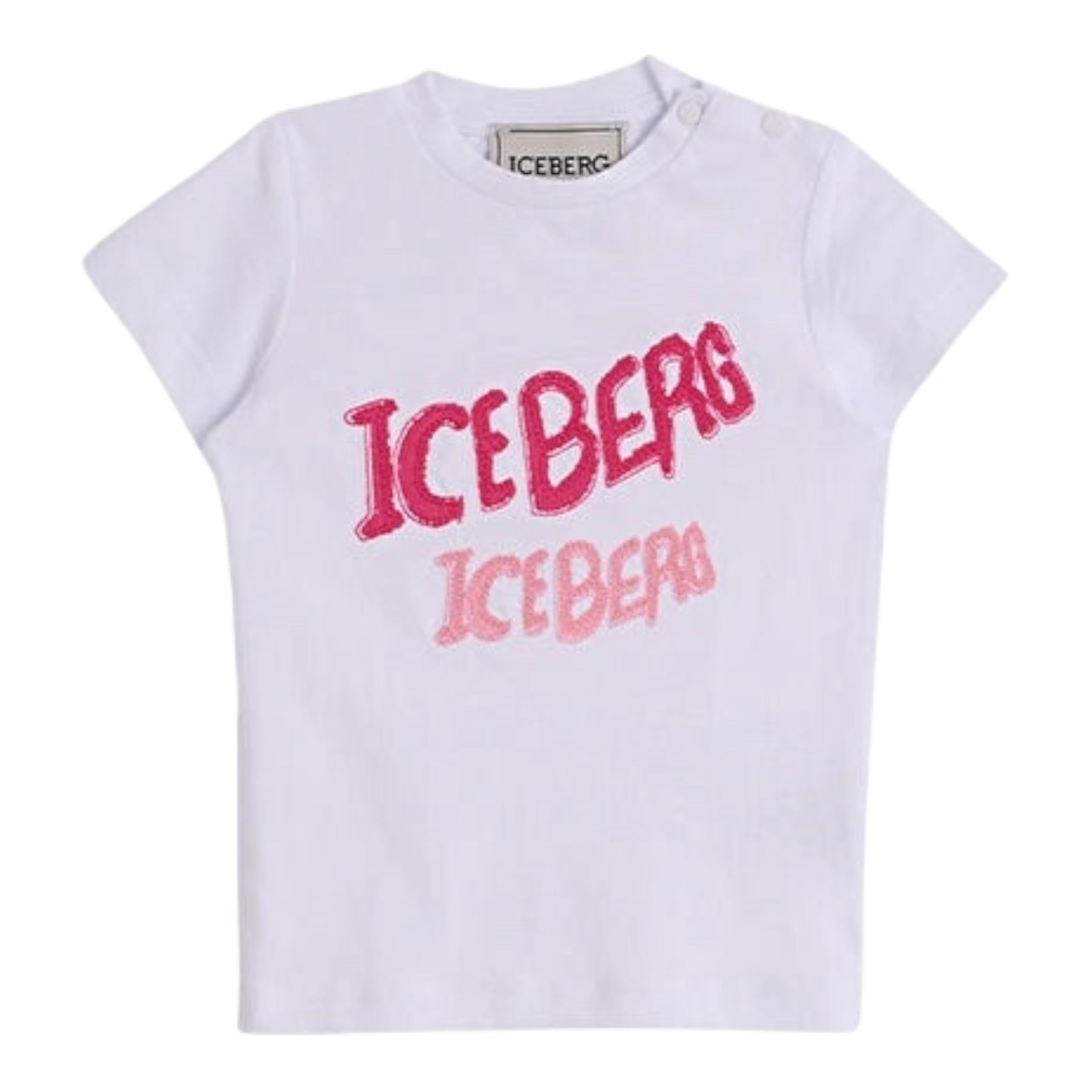 Iceberg T-Shirt Girocollo Tinta Unita con Stampa per Neonata TSICE5163B BIANCO ICEBERG 