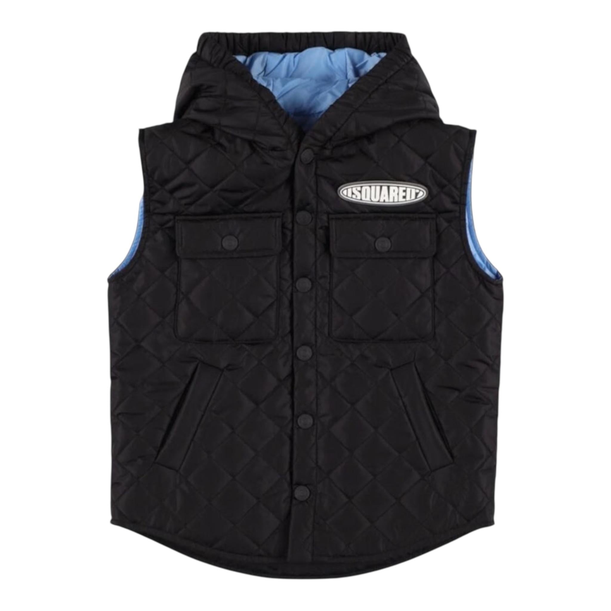 DSQUARED2 giubbino tinta unita con cappuccio e zip smanicato Nero per Bambino DQ2120 NERO DSQUARED2 